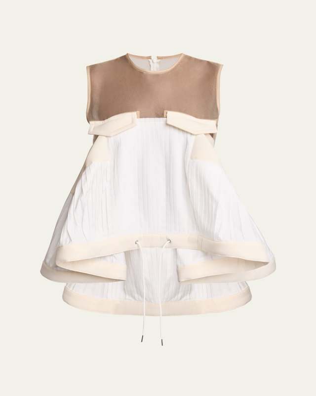 Sheer Pleated High-Low Flowy Top
